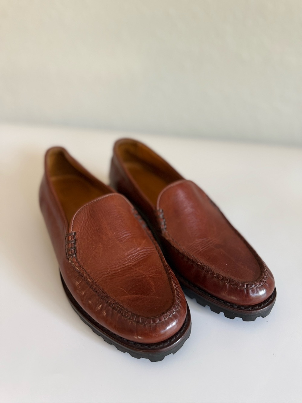Cole Haan Brown Leather Moc Toe Slip-On Loafers - Picture 5 of 11